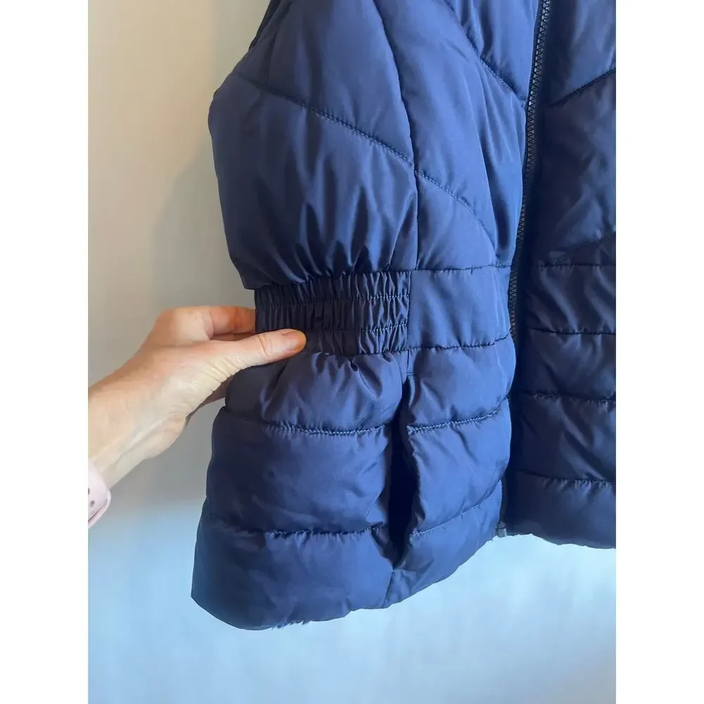 Banana Republic Faux Fur Puffer Quilted Winter Vest Blue Size Small - Picture 3 of 10